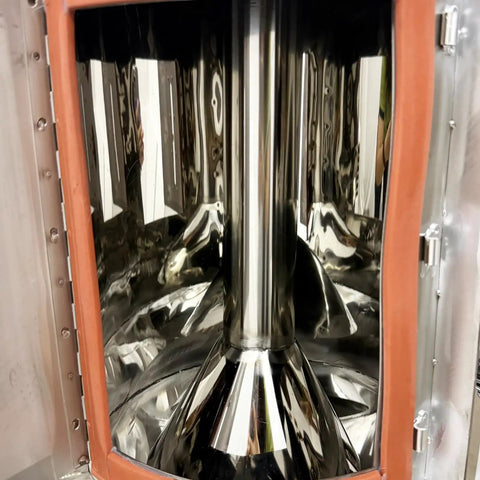 Interior view of Heavy Duty All In One Plastic Granule Dehumidifier Dryer With 55 Lbs Capacity, stainless steel contact parts visible