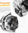 4.7L Alternator Replacement For Lexus GX470 LX470 Toyota 4Runner Sequoia Tundra And Land Cruiser 2003 2009 334-1504 210-0512 And0290 And0363 And0422 Premium Quality Aftermarket Direct Fit Plug And Play Install showing front view and installation alignment near engine model