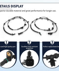 Pair of ABS wheel speed sensors with wiring harnesses for Jeep Wrangler 2018–2023 front left and right, 2-piece set.