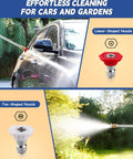 Upgraded Jet Nozzle Power Washer For Garden Hose With 2 High Pressure Nozzles in use on car and garden
