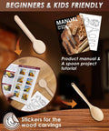 Deluxe Wood Carving Kit For Beginners To Pros With Leather Case And Packed Whittling Tool Set, spoon blank, manual, templates
