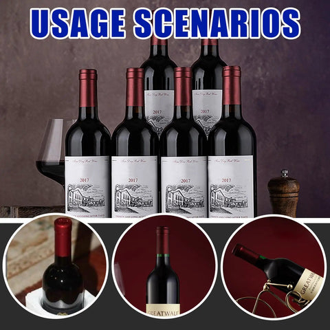 Sharp Pvc Heat Shrink Wine Bottle Capsule Kit Featuring Five Vibrant Seal Wraps And Thirty Quality Cork Stoppers For Flawless Finish and usage scenarios with corked wine bottles.