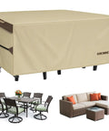 Heavy Duty Outdoor Patio Furniture Cover For Rectangular Tables And Chairs, Waterproof 600D Canvas Protector, covers table and chairs