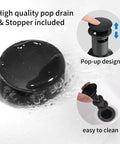 Matte Black Two Handle Bathroom Sink Faucet With Pop Up Drain And Supply Lines 4 Inch Centerset Design pop drain details