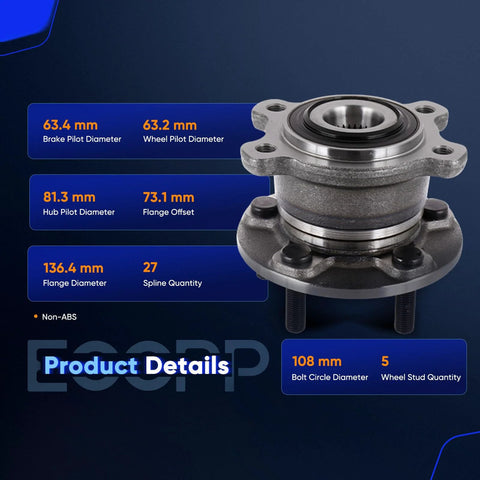 Rear Wheel Hub And Bearing Assembly 512500 Fits AWD Ford Escape 2013 2019 And Lincoln MKC 2015 2019 No ABS 5 Lug