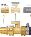 Heavy Duty Brass Garden Hose Repair Kit With Two Sets Of Male And Female Three Quarter Inch Barb Fittings Stainless Clamps