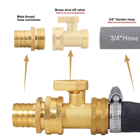 Heavy Duty Brass Garden Hose Repair Kit With Two Sets Of Male And Female Three Quarter Inch Barb Fittings Stainless Clamps