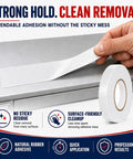 White Cloth Duct Tape Half Inch By 60 Yards No Hassle Peel Residue Free Grip Heavy Duty Rubber Adhesive being unrolled from a roll.