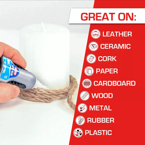 Gel Control Super Glue For Quick Fixes Clear Instant Adhesive For Plastic Wood Metal Crafts And Repairs No Drip Formula 0.14 Fl Oz Bottle 6 Pack Fast Drying For Quick Strong Bonds On Plastic Wood Metal And More being applied to rope wrapped around a candle.