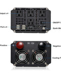 3000W Power Inverter 12V To 120V DC To AC Converter With LCD Remote showing 4 AC outlets, 4 USB ports, and cooling fans.