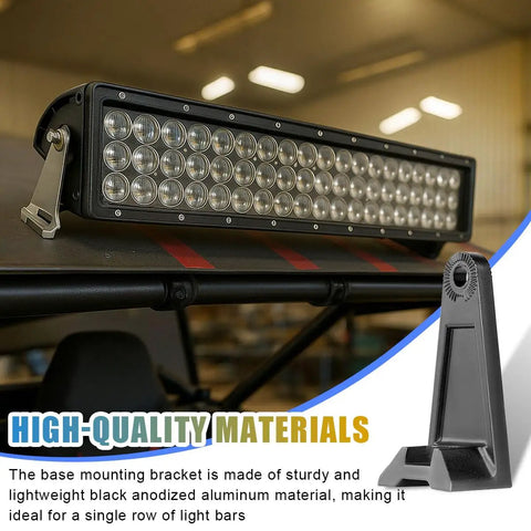 Beefy Adjustable Side Mounting Brackets Kit For LED Light Bars And Pods, shown mounted with light bar, aluminum, black coated