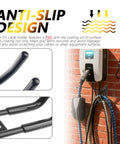 Heavy Duty EV Charger Holder Wall Mount With Non Slip J Hook, shows anti-slip design for secure cable grip and protection.