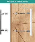 24 Inch Barn Door Handle Built Like A Tank With Heavy Duty 304 Stainless Steel Smooth Gliding Pull Bar parts on wooden door.