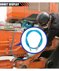 Mechanic using Spring Guard Flex Grease Gun Hose One Eighth Inch NPT Thread Extension Thirty Nine Inch Long for equipment lubrication