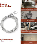 Two Pack 10ft Garage Door Cable Kit, Heavy Duty 304 Galvanized Steel Cables For 8 Ft Residential Doors, Corrosion Resistant