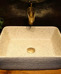 SDVantage Undermount Sink Bathroom Vessel Sink Art Countertop Basin with central drain and textured ceramic design.