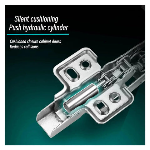 Close-up of Two Pack 165 Degree Soft Hydraulic Cabinet Door Hinge Dampers with silent close mechanism showcased