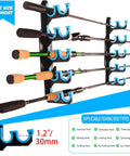 Wall Or Ceiling Mounted Fishing Rod Rack With Soft Protective Pads That Holds Up To 10 Rods Or Combos Or Nets, Waterproof Marine Grade Poly For A Slick Garage Or Shed Setup, shown with rods in place.
