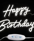 Happy Birthday Neon Sign Wall Decor LED Light With Dimmable Switch, Dope Large 23x16 Inch Backdrop Gift, White Neon Glow