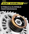 Close-up view of Replacement 110A 12V Alternator for Mazda 5 2008-2010 showing 6-groove pulley, clockwise design.
