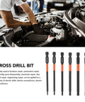 Heavy Duty Cross Drill Bit Set For Furniture And Car Repair Featuring Strong Magnetic Hex Shank, High Torsion Steel Bits With Wear Resistant Finish For Tough Jobs Without The Hassle. Six TS bits shown for auto repair