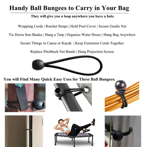 25 Pack 6 Inch Ball Bungee Cords Heavy Duty Outdoor Natural Latex Tarp Straps in use for quick tie downs and securement.