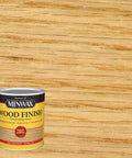 Straight Up Premium Natural Wood Stain For Interior Furniture Cabinets And Doors Quick Drying Formula in a quart can with wood texture background.