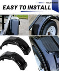 Trailer Fenders With Built In Skirt And Steps 2 Pack Fits Single Axle Trailers With 13 Inch Wheels Plastic Black Fenders