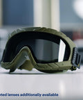 Olive Xpect 4900 Safety Goggles with dual-layer lenses for superior impact protection, anti-fog, anti-UV, ANSI Z87.1 certified.