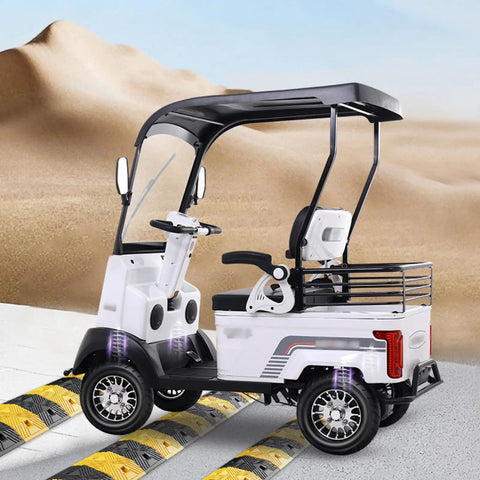 Heavy Duty Electric Golf Cart For Adults 12Mph Speed 800W Motor 661 Lb Capacity 28 Mile Range Lithium Battery Easy Ride, side view on terrain