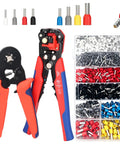 Premium Ferrule Crimping Tool Kit With Square Die Pliers And Auto Wire Stripper, 2000 Piece Connector Set In 8 Sizes For 0.5 To 10mm² Electrical Wires