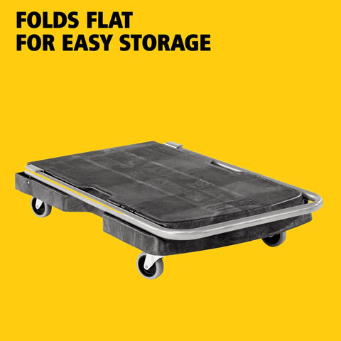 Convertible Folding Utility Dolly Cart Platform Truck With Wheels 250 Lb Capacity For Moving And Hauling In Warehouse Or Office Collapsible Design Non Marking Casters Ergonomic Three Position Handle For Push Pull Or Flat Fold, folded flat