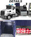 Nine Channel Remote Control Semi Truck With Trailer 24 Scale RC Container Carrier Toy with close-ups of exterior and container