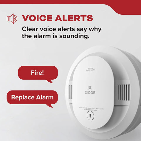 Hardwired Smoke Detector With 10 Year Battery Backup And Loud Voice Fire Alert For Houses 120 Volt Plug And Play Wiring 3 Pack with clear voice alerts.