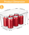 Straight Fire Kitchen Organization To Keep The Mess Tight With This Six Pack Of Large Clear Pantry Bins Boasting Heavy Duty Handles For Fridge Cabinet Freezer Sorting, measuring 11.3x7.5x6 inches with cans.