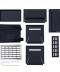 Components of Compact Foldable Charcoal Grill For 1 To 2 People, Tabletop BBQ Cooker For Outdoor Camping, Backyard And Picnics