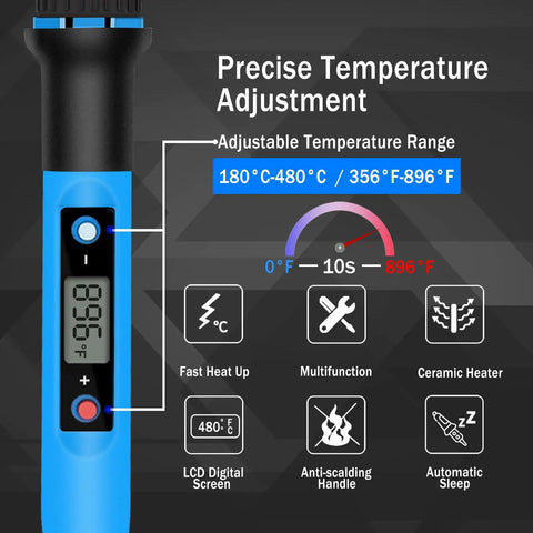 Digital display of 80W 110V Soldering Iron Kit With Fast Heat Up In 10 Seconds showing precise temperature control features.