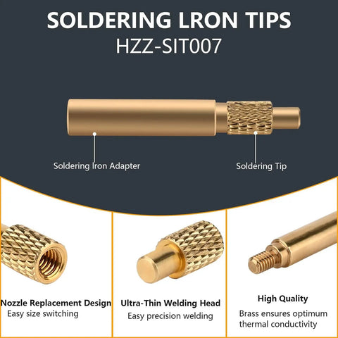 Pro Grade Heat Set Insert Tips For Threaded Inserts M2, M2.5, M3, M4, M5, M6, M8 And One Quarter Inch, Soldering Tip Adapter, brass tips