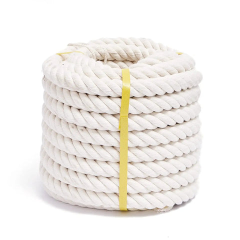 Coiled Thick 1 Inch Natural Cotton Craft Rope 100 Ft Four Strand Twisted Cord Soft White Macrame String For DIY Projects Indoor