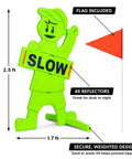 Kids At Play Safety Sign With High Visibility Flag For Street Traffic Slow Down Zone Great For Neighborhoods And Driveways Eye Catching Warning To Slow Down And Protect Little Ones neon green 2.5 ft x 1.6 ft with weighted base and flag