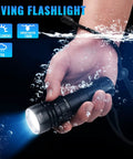 Holding Ultra Bright 3000 Lumen Scuba Dive Light With Magnetic Ring Switch IPX8 Waterproof To 100 M Four Mode Underwater Flashlight