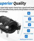 Side view of black 1-inch water pipe repair clamp kit for plastic and metal pipes (OD 25mm) with bolts.