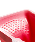 Hella Durable Paint Roller Pail Liners Bulk 100 Pack White Custom Fit Insert Bags inside a pink paint tray with textured base.