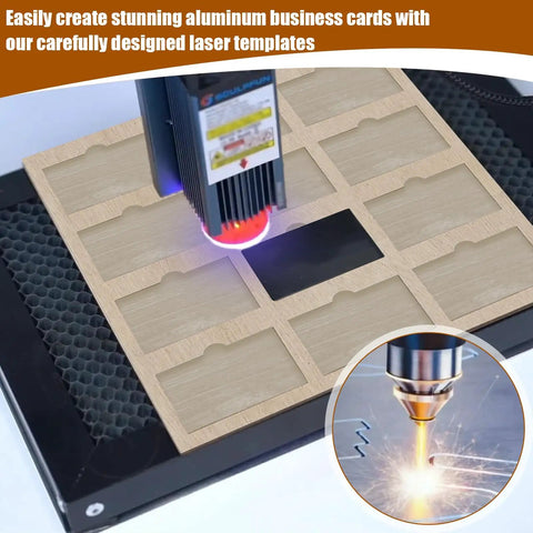 Precision Laser Engraving Jig For Metal Business Cards And Nameplates, Universal Template Holder For Accurate, Sharp Engraving On Standard Sized Cards, Pro Grade Jig For Custom Branding. Wooden laser template holder with metal cards