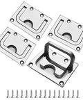 Marine Grade 316 Stainless Steel Heavy Duty Flush Lifting Door Pull Kit With Mount Screws For Boat Deck Hatch And Home Furniture Recessed Pull Handle 3 Inch By 2.3 Inch Four Pack shown with included screws.