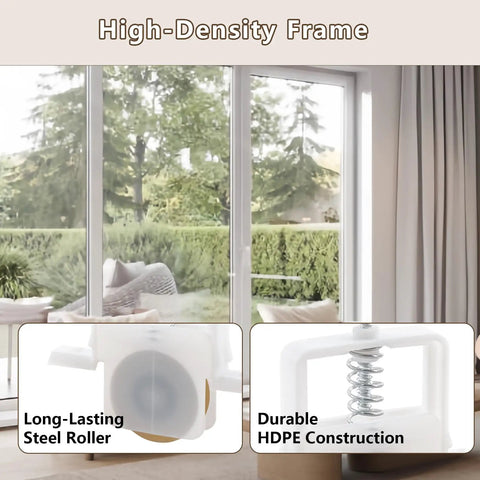 High-density frame with long-lasting steel roller for four pack sliding screen door rollers replacement for standard doors.