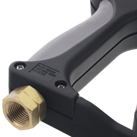 Brass connector on Beefy 5000 PSI 10 GPM Pressure Washer Gun With 36 Inch Wand Brass Internals Safety Trigger Lock Easy Grip Pistol