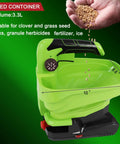 Cordless Lawn Spreader With Battery Power, Handheld Grass Seed And Fertilizer Dispenser, green plastic container, 3.3L size