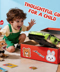 Child excited by Lamborghini Licensed One To Twenty Four Scale Remote Control Car For Boys And Girls Green RC Toy Vehicle.