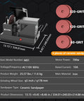 Heavy Duty Lawn Mower Blade Sharpener And Grinder, 5 Inch Ceramic Wheel, Quick Bench Polisher For Flat High Lift Blades, showing detailed dimensions and ceramic sandpaper.